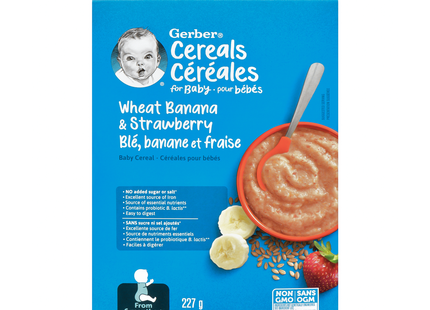 Gerber - Cereals for Baby, Wheat Banana & Strawberry | 227 g