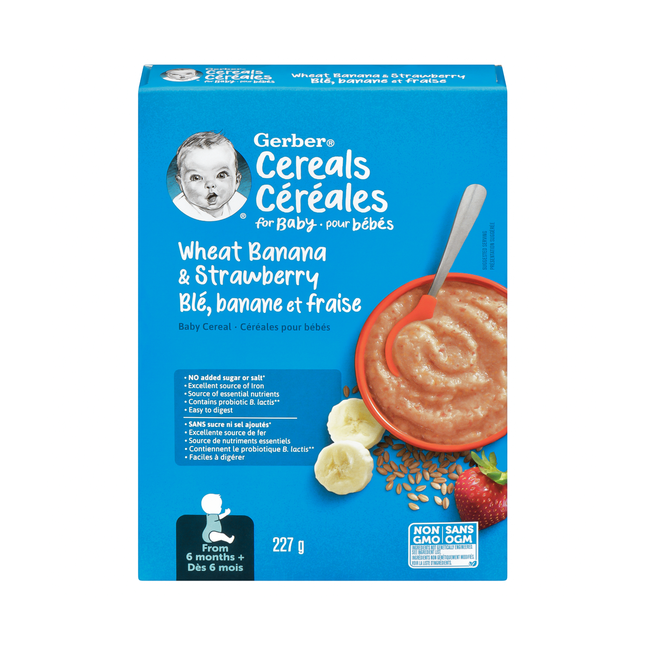 Gerber - Cereals for Baby, Wheat Banana & Strawberry | 227 g