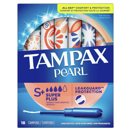 Tampax - Pearl Protection anti-fuites - Absorption Super Plus - Sans parfum | 18 tampons