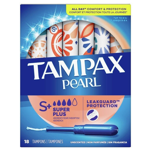Tampax Pearl – Protection contre les fuites – Absorption Super Plus – Non parfumé | 18 tampons