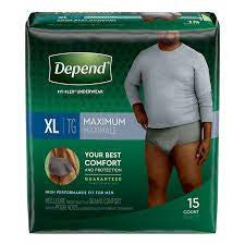 Depend - Sous-vêtements d'incontinence Fit-Flex pour hommes - Absorption maximale - EXTRA LARGE | 15 points