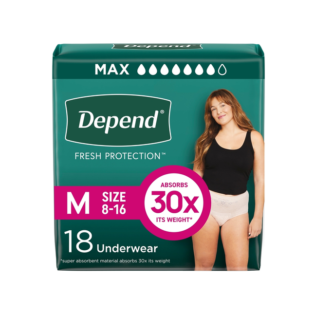 Depend - Sous-vêtements d'incontinence Fit-Flex à absorption maximale pour femmes - MOYEN | 18 points