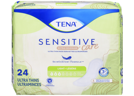 Tena - Sensitive Extra Coverage Ultra Thin Pads - Light | 24 Count