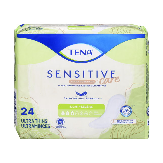 Tena - Sensitive Extra Coverage Ultra Thin Pads - Light | 24 Count