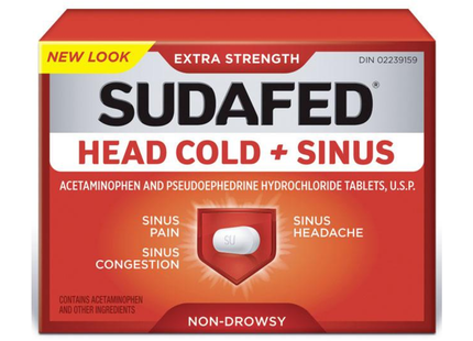 Sudafed Extra Strength  Head Cold & sinus Tablets | 12 Caplets