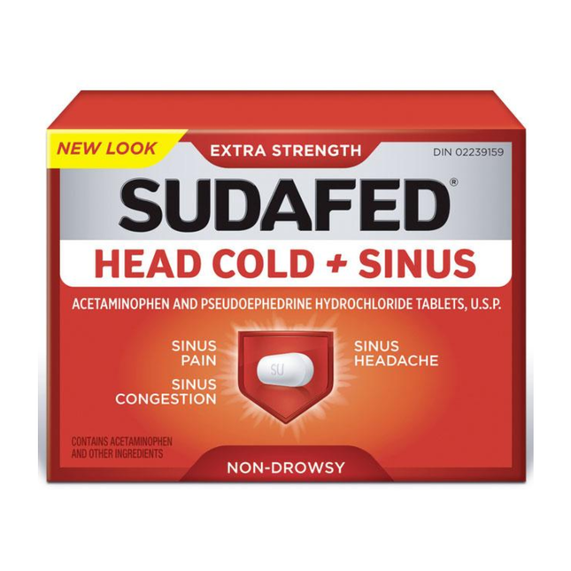 Sudafed Extra Strength  Head Cold & sinus Tablets | 12 Caplets