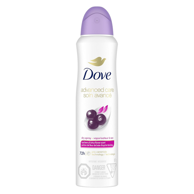 Dove - Spray sec Advanced Care, parfum baies d'açaï et fleur de lotus | 107 g