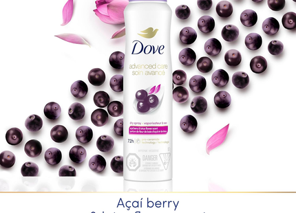 Dove - Spray sec Advanced Care, parfum baies d'açaï et fleur de lotus | 107 g