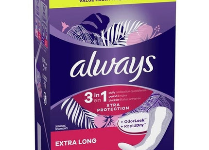 Always - 3 in 1 Xtra Protection Liners - Extra Long | Value Pack - 60 Liners