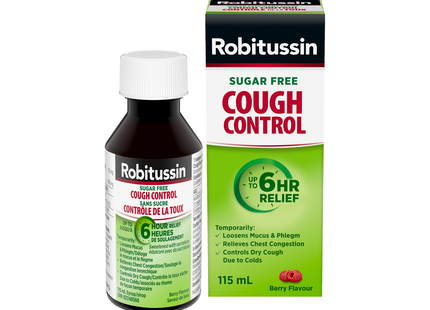Robitussin - Sugar Free Cough Control People With Diabetes - Berry Flavour | 115 mL