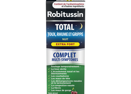 Robitussin - Total Cough, Cold & Flu Nighttime Extra Strength Syrup - Cherry | 240 mL