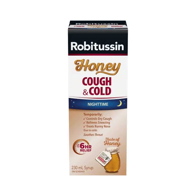 Robitussin - Sirop au miel contre la toux et le rhume - Nuit | 230 ml