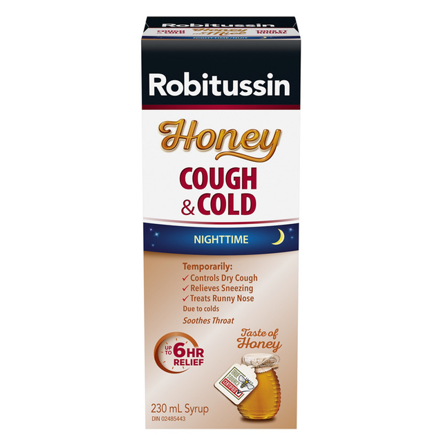 Robitussin - Sirop au miel contre la toux et le rhume - Nuit | 230 ml