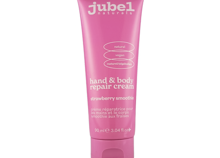 Jubel Naturals - Crème Réparatrice Mains et Corps, Smoothie Fraise | 90 ml