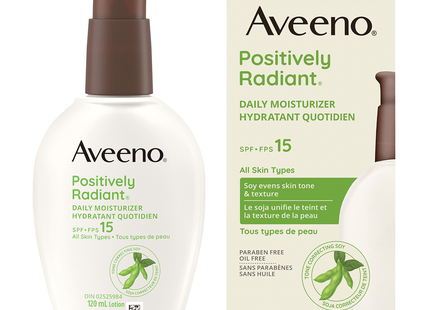 Aveeno - Hydratant quotidien positivement radieux pour tous les types de peau - SPF 15 | 120 ml