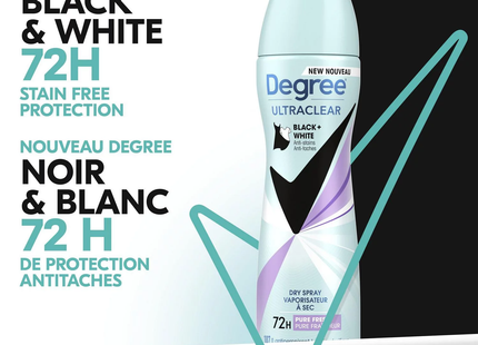 Degree - Ultraclear Black + White Dry Spray - Pure Fresh | 107 g