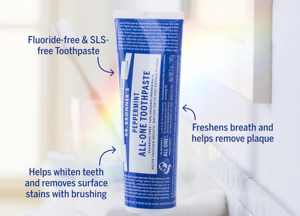 Dr. Bronner's - Dentifrice biologique à la menthe poivrée | 140 g