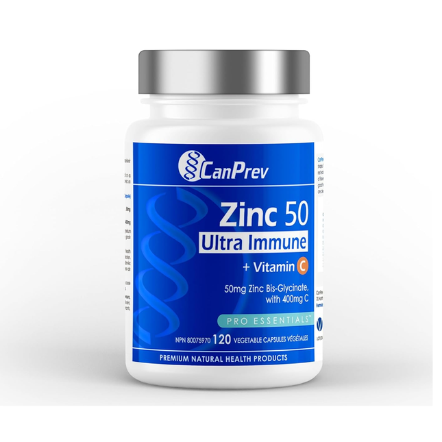 CanPrev - Zinc 50 - Ultra Immune + Vitamin C | 120 Capsules