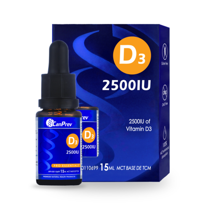 CanPrev - Gouttes de vitamine D3 2 500 UI, base MCT | 15 ml