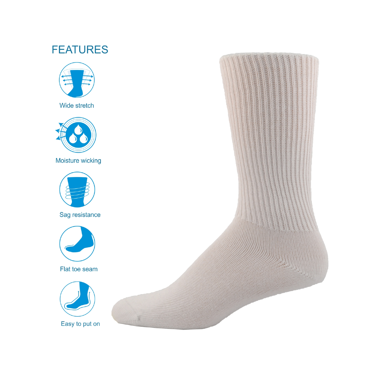 Men's 100% Cotton Rib Socks - 12 Pair Pack, Comfort Soft Grip, Diabetic Friendly, Sizes 6-11 & 11-14