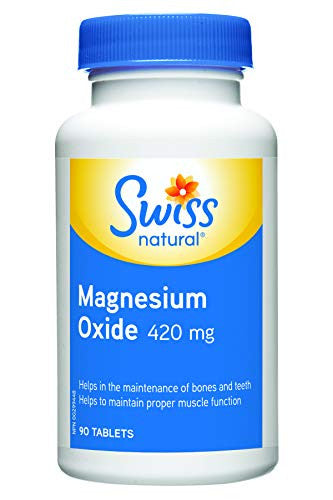 Swiss Natural - Magnesium Oxide for Aid in the Maintenance of bones and teeth | 420 mg X 90 Tablets