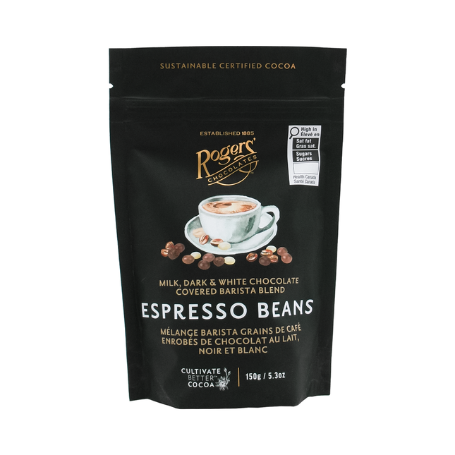 Rogers' Chocolates - Milk, Dark & White Chocolate Covered Espresso Beans | 150 g