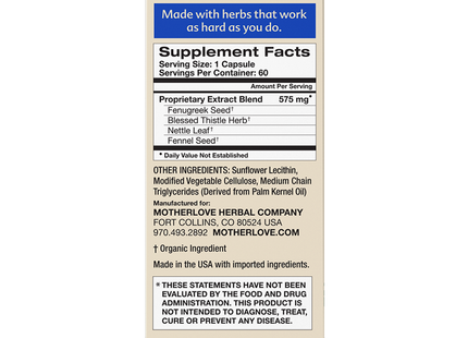 Motherlove - More Milk Plus | 60 capsules