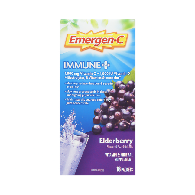 Emergen-C - Immune+ Elderberry Flavoured Fizzy Drink Mix | 18 Packets