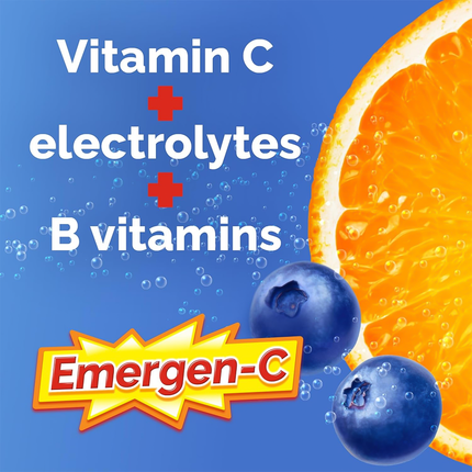 Emergen-C - Boisson gazeuse aromatisée aux baies de sureau Immune+ | 18 sachets