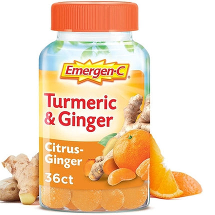 Emergen-C - Soutien immunitaire quotidien + Botaniques - Suppléments de vitamines et de minéraux au curcuma et au gingembre | 36 gommes