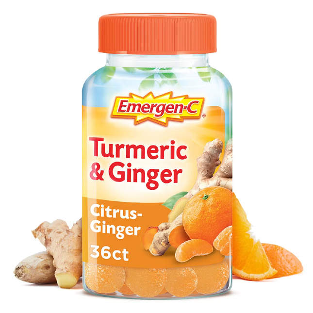 Emergen-C - Soutien immunitaire quotidien + Botaniques - Suppléments de vitamines et de minéraux au curcuma et au gingembre | 36 gommes