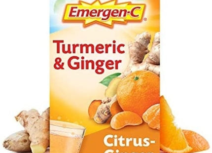 Emergen-C - Tumeric & Ginger - Immune Support + Botanicals -  Citrus -Ginger Flavour Fizzy Drink Mix  - Vitamin & Mineral Supplement | 18 Packets