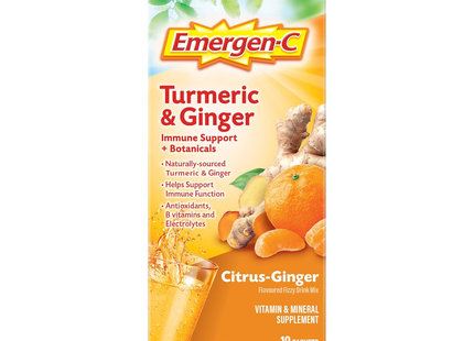 Emergen-C - Complément de vitamines et minéraux Curcuma & Gingembre | 18 Sachets