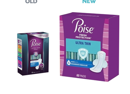 Poise - Ultra Thin Incontinence Pads - Moderate Regular | 60 Pads