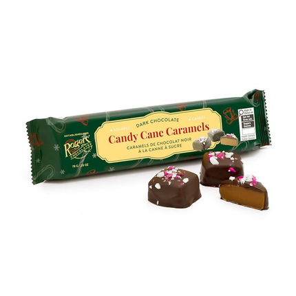 Rogers' Chocolate - Quatre carrés de chocolat noir au caramel et à la canne de bonbon | 78 g