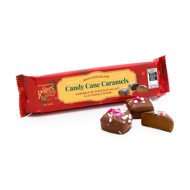 Rogers' Chocolate - Four Milk Chocolate Squares Candy Cane Caramels | 78 g