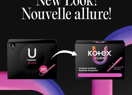 U by Kotex - Tampons Compacts sans parfum Click - Super | 16 tampons