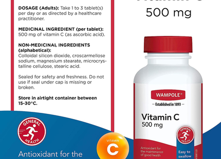 Wampole - Vitamin C 500 mg | 250 Tablets