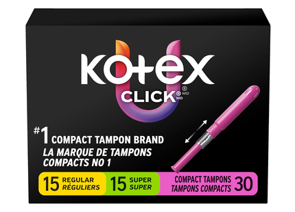 U by Kotex - Click Compact Tampons Unscented | 15 Regular & 15 Super Tampons