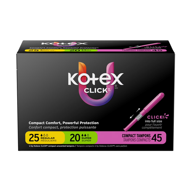 U by Kotex - Click Compact Unscented Tampons, Assorted | 45 Tampons