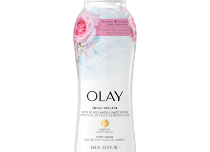 Olay - Nettoyant pour le corps Fresh Outlast B3 - Eau de rose et nectar sucré | 364 ml