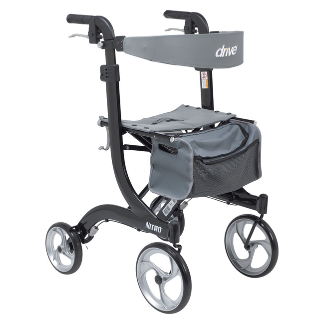 Déambulateur Nitro en aluminium de Drive, hauteur élevée avec roues de 10 po