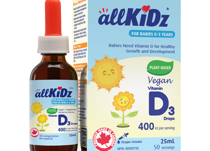 Allkidz - Gouttes de vitamine D3 végétaliennes | 25 ml