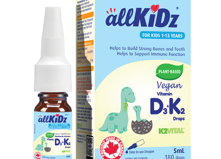 Allkidz - Gouttes de vitamine D3 et K2 végétaliennes | 5 ml