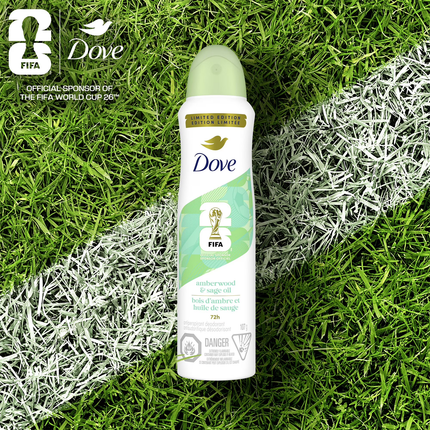 Dove - 72H Antiperspirant Deodorant Spray, Amberwood & Sage Oil - Limited Edition FIFA 26 | 107 g