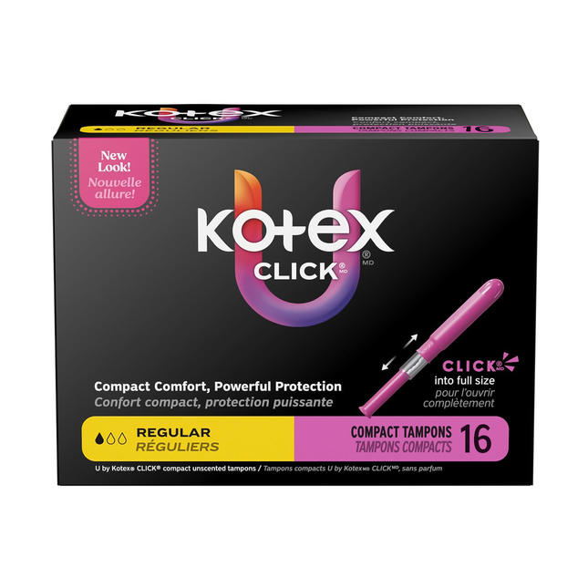 U by Kotex - Click Compact Tampons sans parfum - Régulier | 16 Tampons