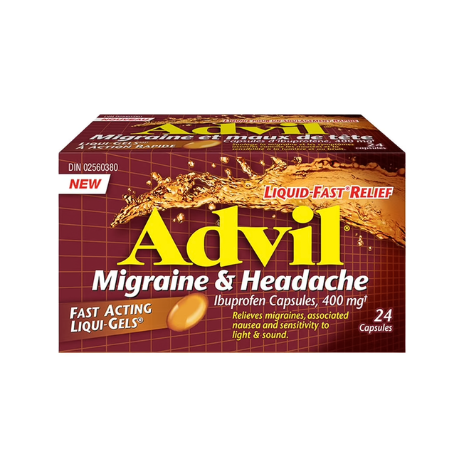 Advil - Fast Acting Liqui-Gels Ibuprofen 400 mg for Migraine & Headache | 24 Capsules
