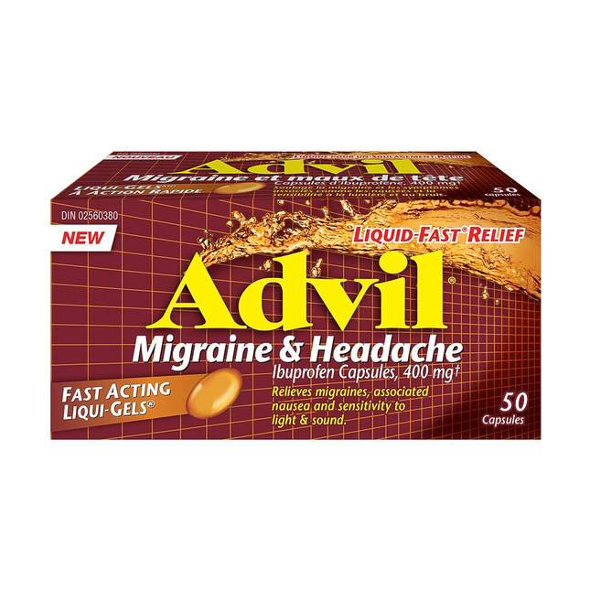 Advil - Fast Acting Liqui-Gels Ibuprofen 400 mg for Migraine & Headache | 50 Capsules