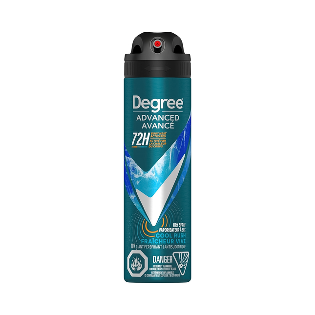 Degree - Advanced 72H Body Heat Activated Antiperspirant Dry Spray, Cool Rush | 107 g