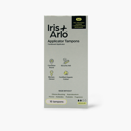 Iris + Arlo - Tampons en coton biologique avec applicateur, format régulier | 16 tampons